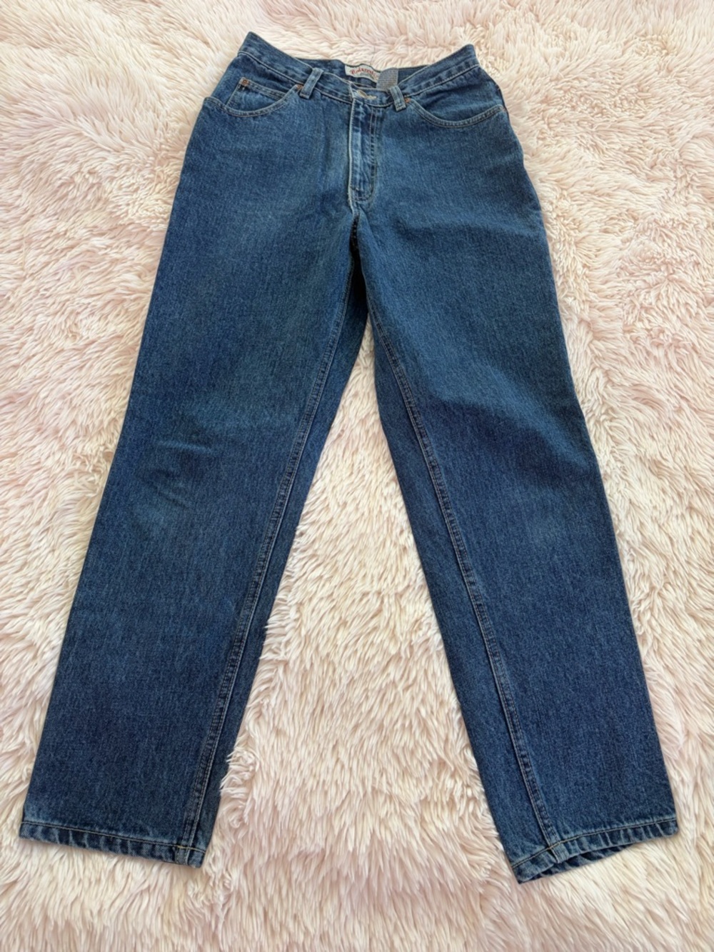 St. John's Bay Women's Straight Leg Jeans in Dark Blue Denim